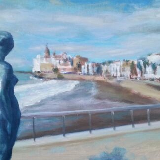 SITGES PLATJA ST SEBASTIA AMB ESTATUA II