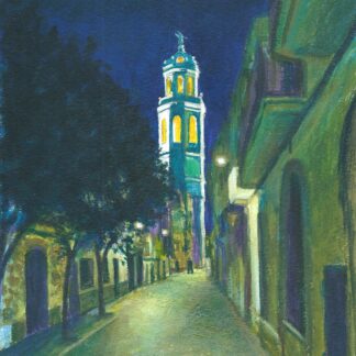 REPRODUCCIÓN 20x20cm "VILANOVA: CARRER ESGLÉSIA NOCTURN"