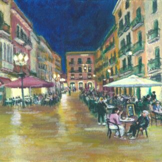 REPRODUCCIÓN 20x20cm "VILANOVA: PLAÇA DE LES COLS NOCTURNA"